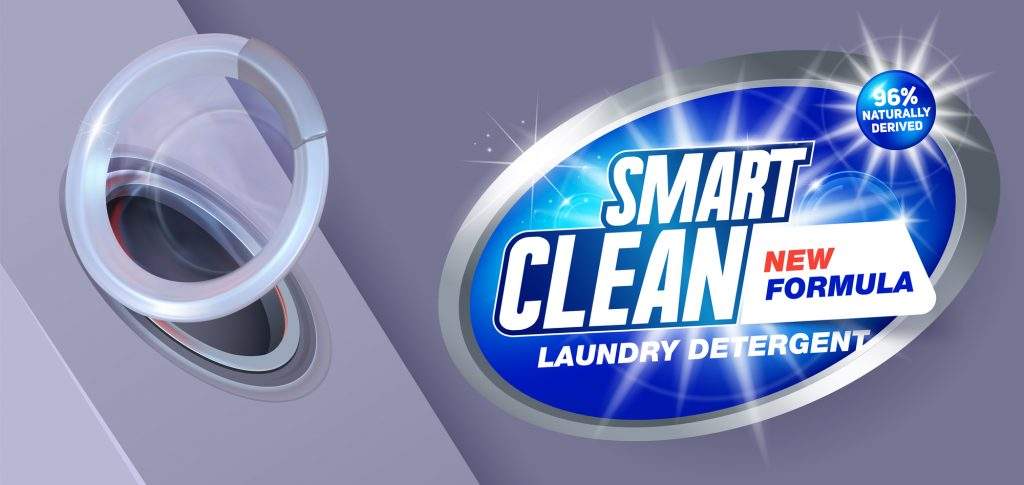 laundry detergent logo with open washing machine door