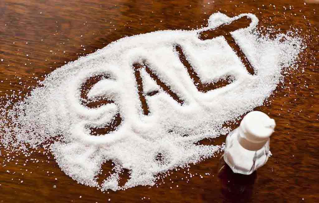 poured salt with salt pot